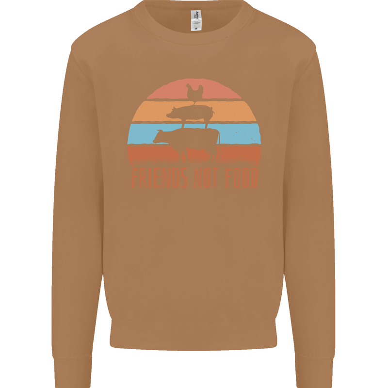 Vegetarian Animals Friends Not Food Vegan 2 Mens Sweatshirt Jumper Caramel Latte