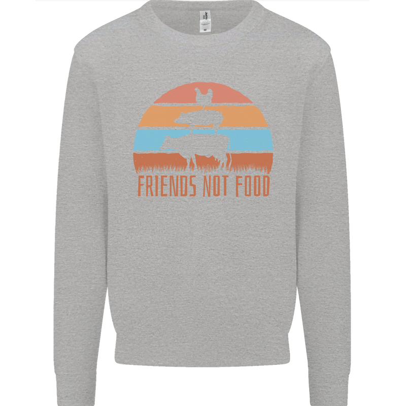 Vegetarian Animals Friends Not Food Vegan 2 Mens Sweatshirt Jumper Sports Grey