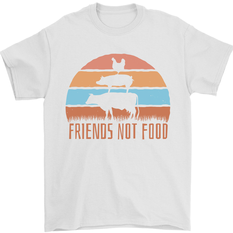 Vegetarian Animals Friends Not Food Vegan 2 Mens T-Shirt 100% Cotton White