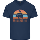 Vegetarian Animals Friends Not Food Vegan 2 Mens V-Neck Cotton T-Shirt Navy Blue