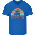 Vegetarian Animals Friends Not Food Vegan 2 Mens V-Neck Cotton T-Shirt Royal Blue