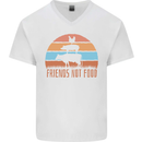 Vegetarian Animals Friends Not Food Vegan 2 Mens V-Neck Cotton T-Shirt White