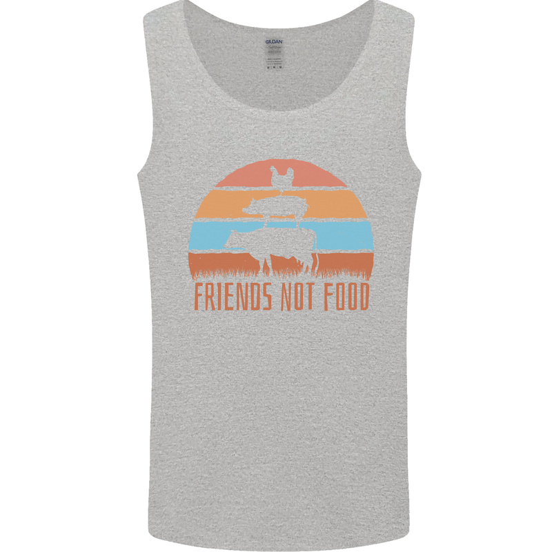 Vegetarian Animals Friends Not Food Vegan 2 Mens Vest Tank Top Sports Grey