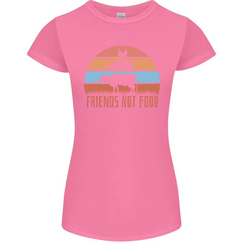 Vegetarian Animals Friends Not Food Vegan 2 Womens Petite Cut T-Shirt Azalea