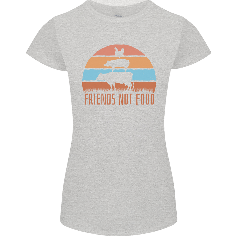 Vegetarian Animals Friends Not Food Vegan 2 Womens Petite Cut T-Shirt Sports Grey