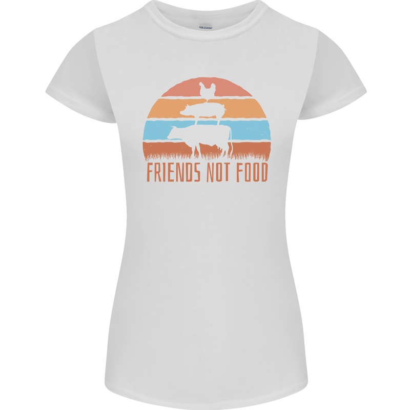 Vegetarian Animals Friends Not Food Vegan 2 Womens Petite Cut T-Shirt White