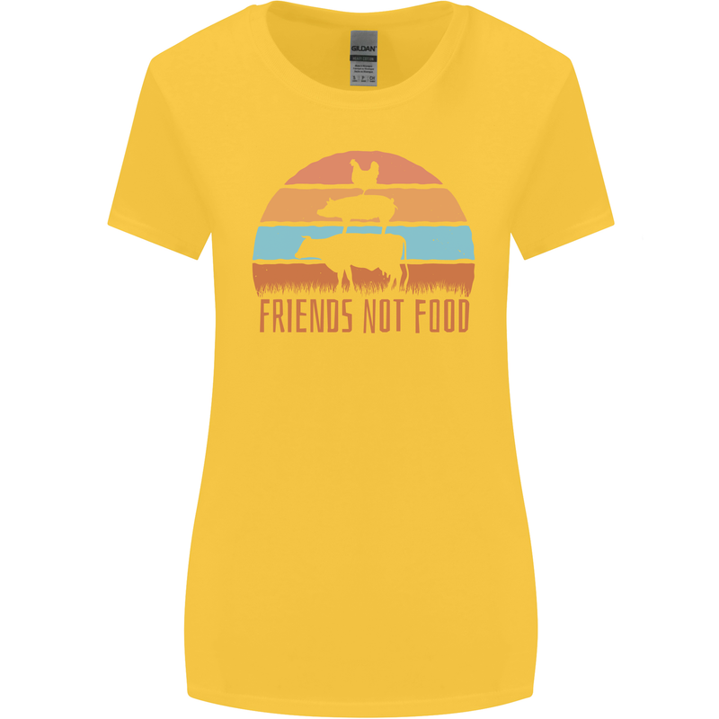 Vegetarian Animals Friends Not Food Vegan 2 Womens Wider Cut T-Shirt Yellow