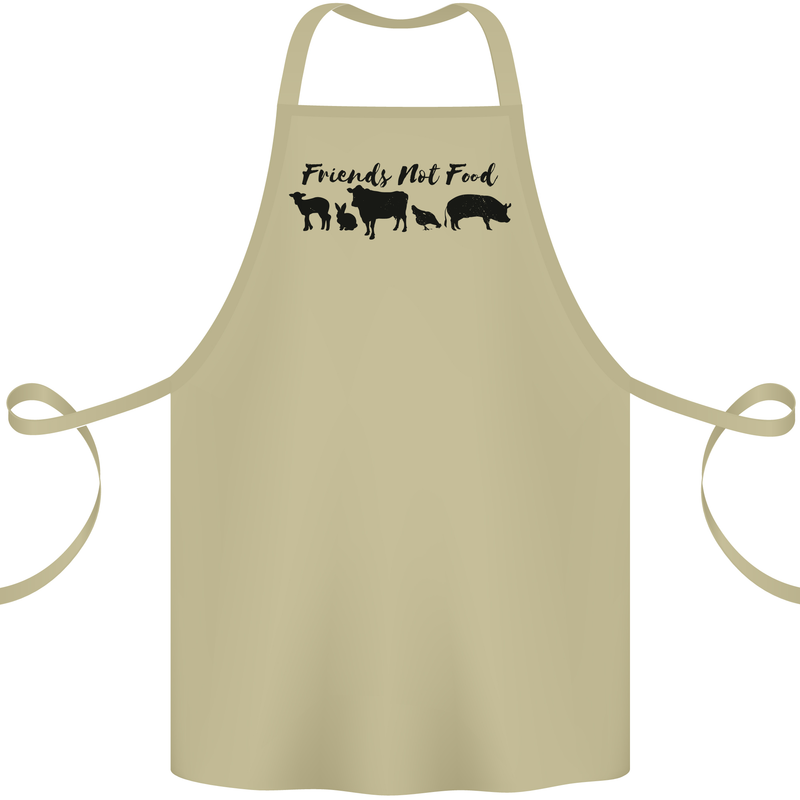 Vegetarian Animals Friends Not Food Vegan Cotton Apron 100% Organic Khaki