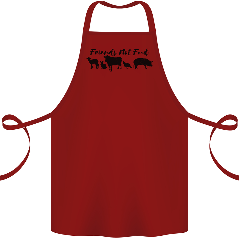 Vegetarian Animals Friends Not Food Vegan Cotton Apron 100% Organic Maroon