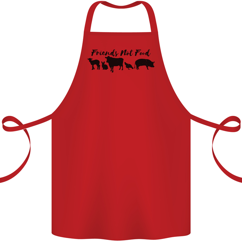 Vegetarian Animals Friends Not Food Vegan Cotton Apron 100% Organic Red