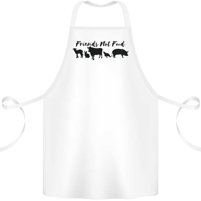 Vegetarian Animals Friends Not Food Vegan Cotton Apron 100% Organic White