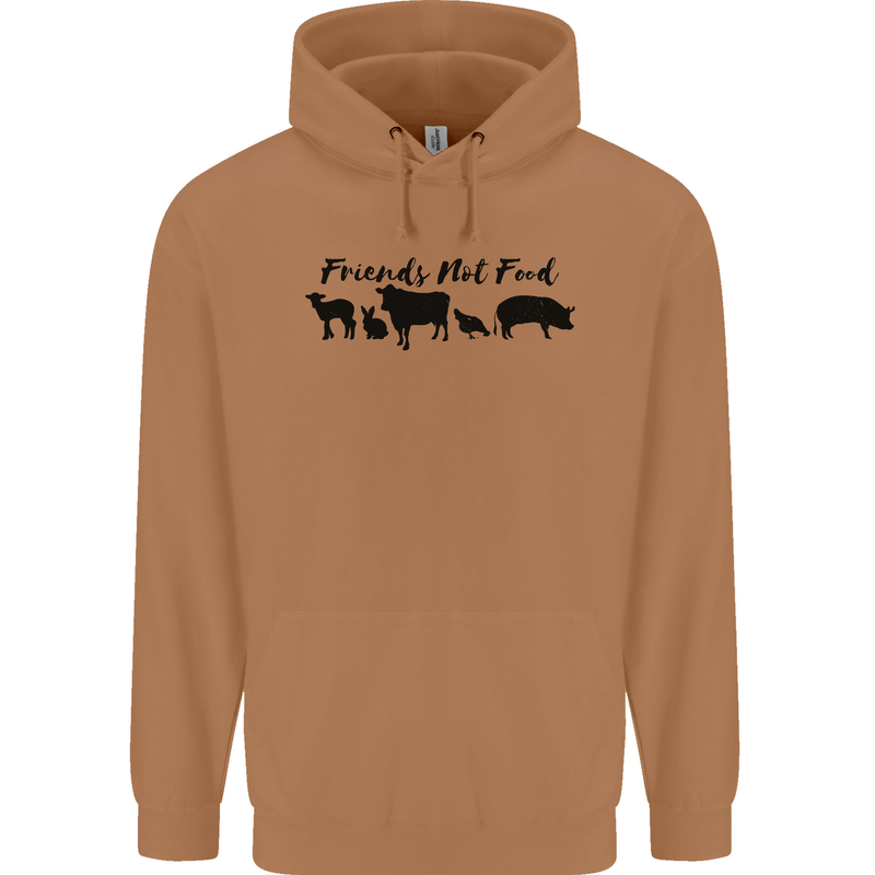 Vegetarian Animals Friends Not Food Vegan Mens 80% Cotton Hoodie Caramel Latte