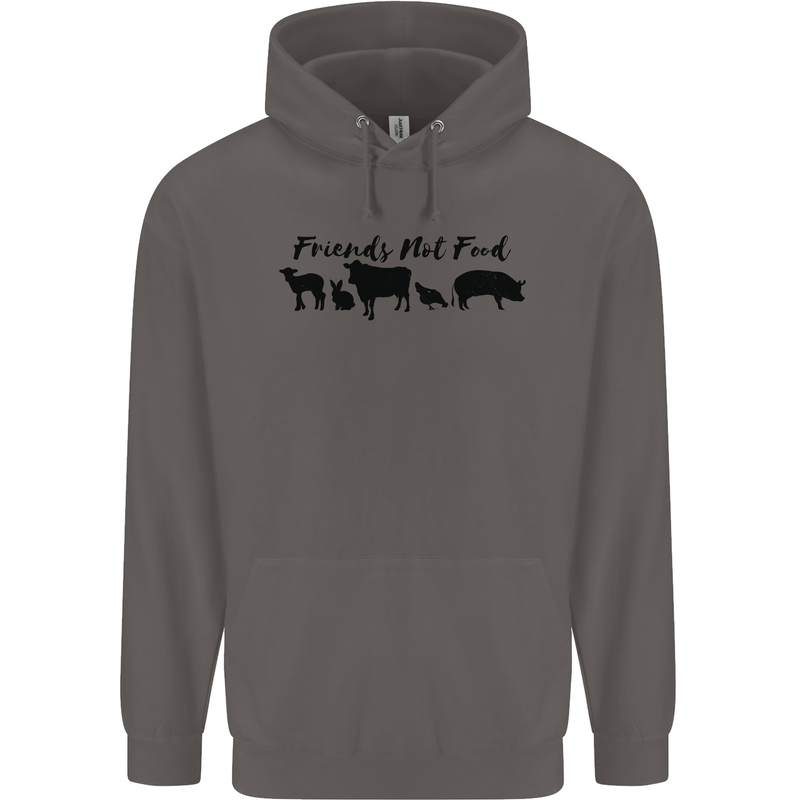 Vegetarian Animals Friends Not Food Vegan Mens 80% Cotton Hoodie Charcoal