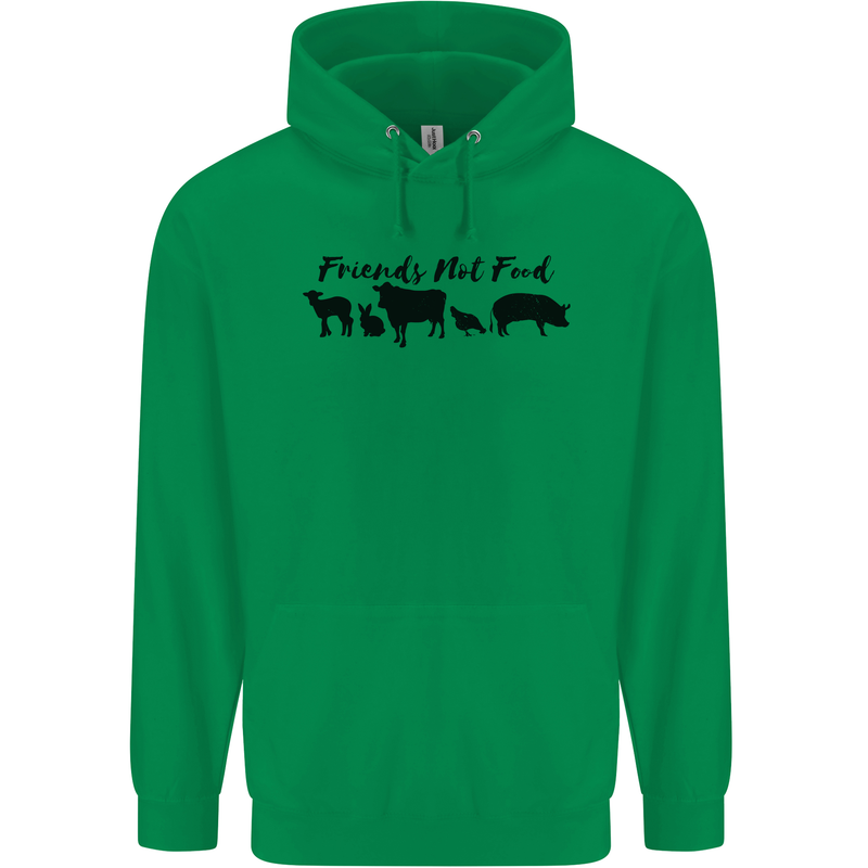Vegetarian Animals Friends Not Food Vegan Mens 80% Cotton Hoodie Irish Green