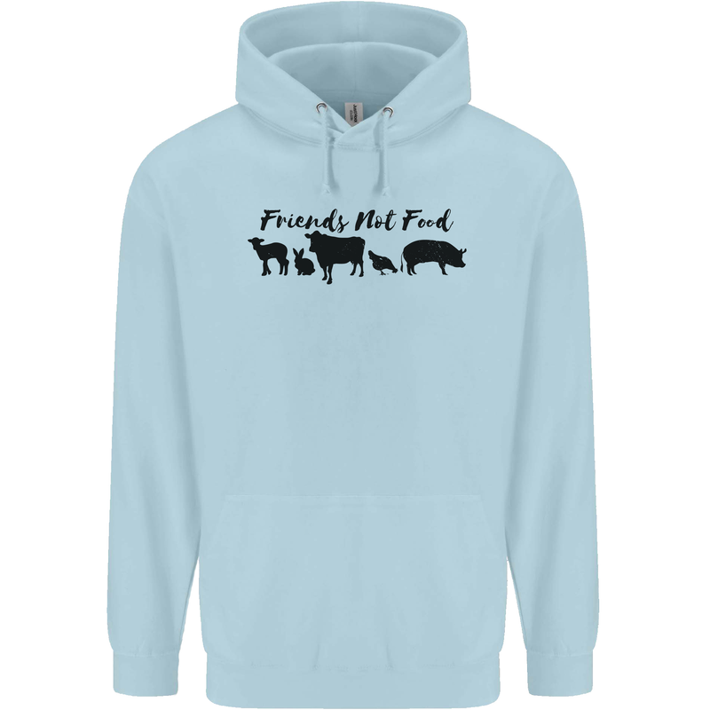 Vegetarian Animals Friends Not Food Vegan Mens 80% Cotton Hoodie Light Blue