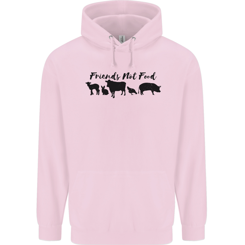 Vegetarian Animals Friends Not Food Vegan Mens 80% Cotton Hoodie Light Pink