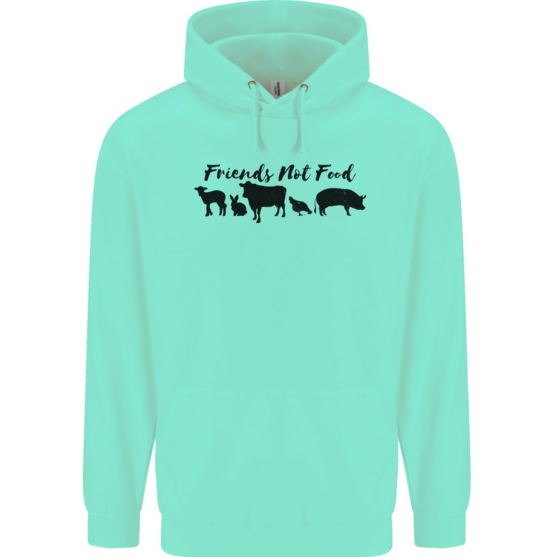 Vegetarian Animals Friends Not Food Vegan Mens 80% Cotton Hoodie Peppermint