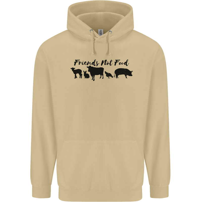 Vegetarian Animals Friends Not Food Vegan Mens 80% Cotton Hoodie Sand