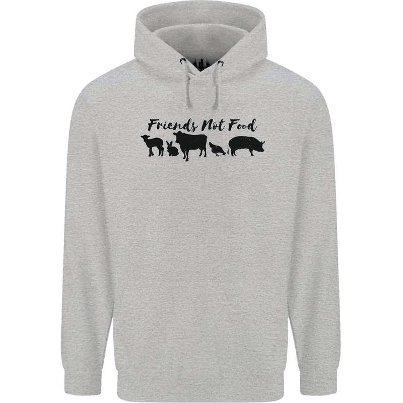 Vegetarian Animals Friends Not Food Vegan Mens 80% Cotton Hoodie Sports Grey