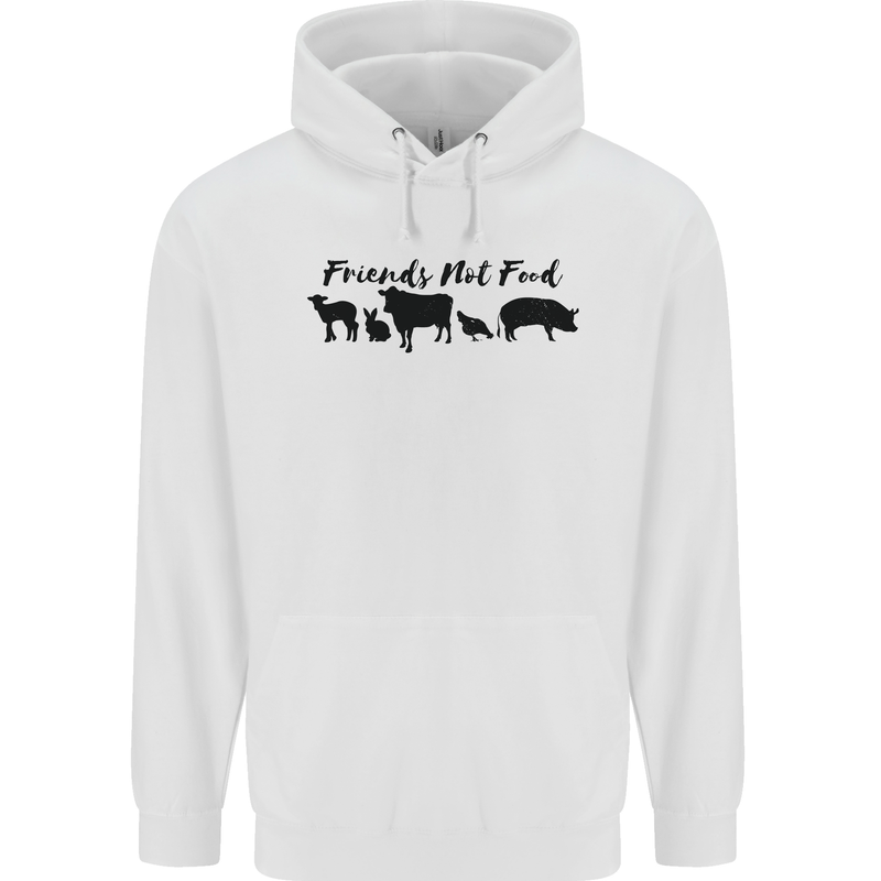 Vegetarian Animals Friends Not Food Vegan Mens 80% Cotton Hoodie White