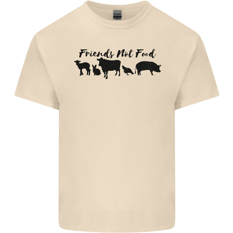 Vegetarian Animals Friends Not Food Vegan Mens Cotton T-Shirt Tee Top Natural