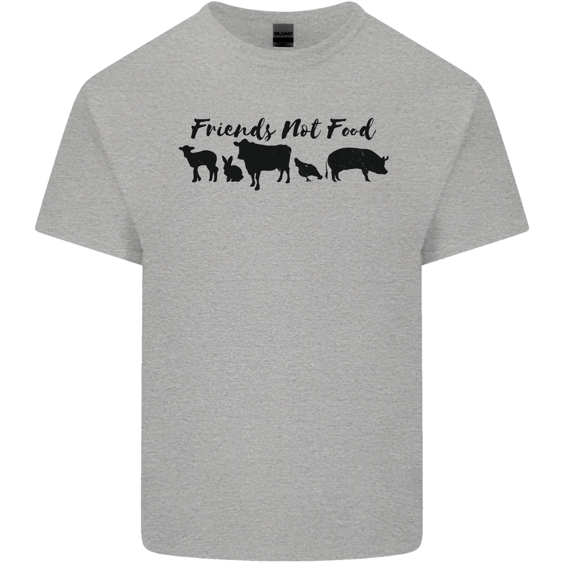 Vegetarian Animals Friends Not Food Vegan Mens Cotton T-Shirt Tee Top Sports Grey