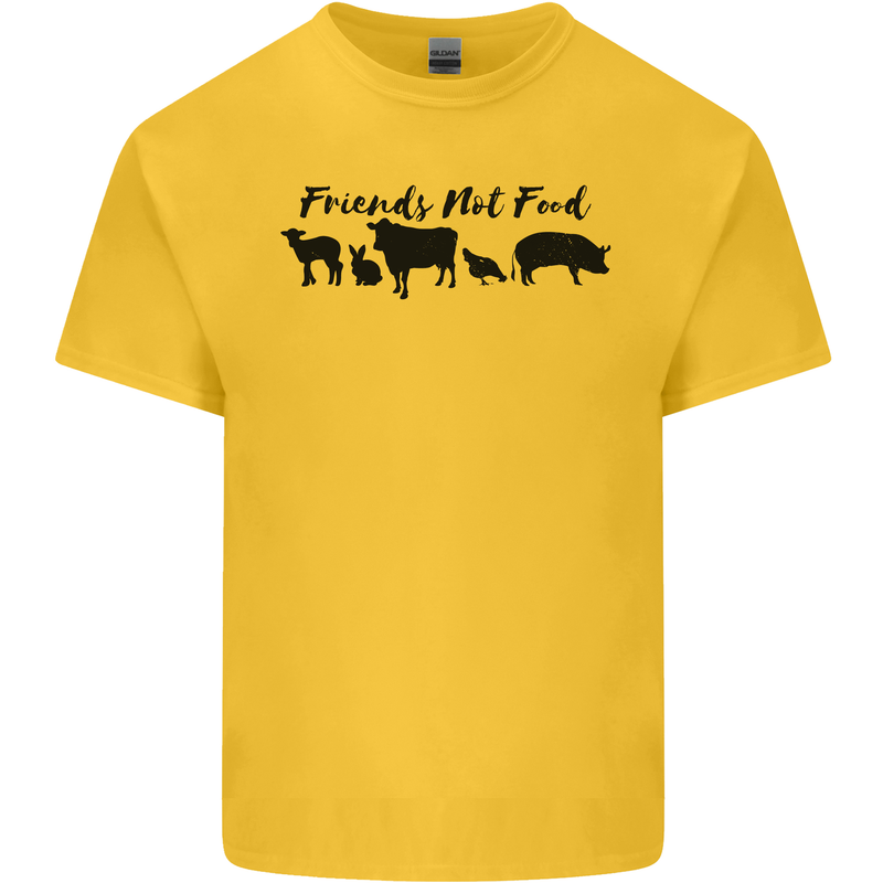 Vegetarian Animals Friends Not Food Vegan Mens Cotton T-Shirt Tee Top Yellow