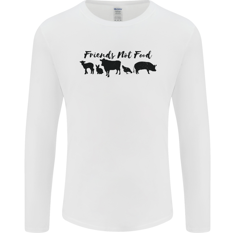 Vegetarian Animals Friends Not Food Vegan Mens Long Sleeve T-Shirt White