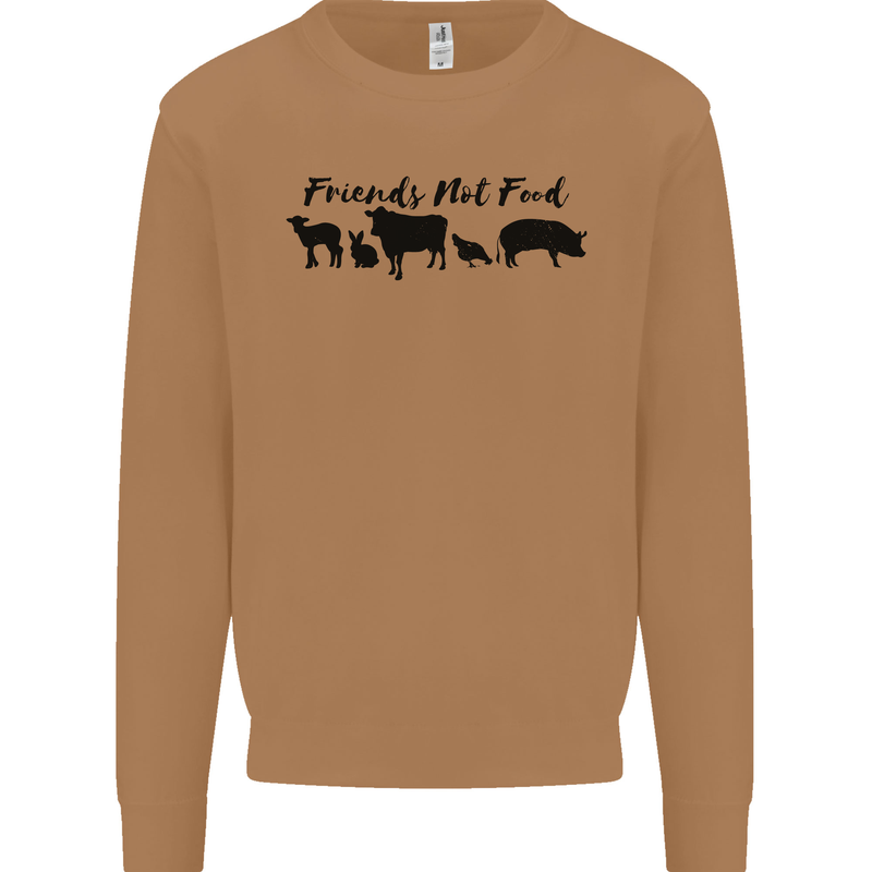 Vegetarian Animals Friends Not Food Vegan Mens Sweatshirt Jumper Caramel Latte