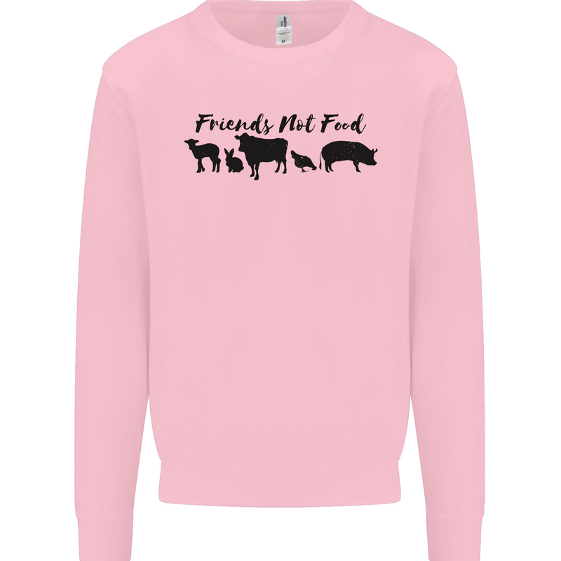 Vegetarian Animals Friends Not Food Vegan Mens Sweatshirt Jumper Light Pink