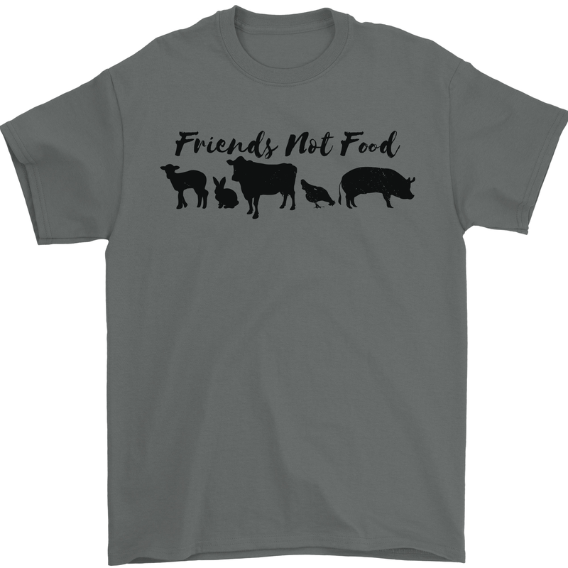 Vegetarian Animals Friends Not Food Vegan Mens T-Shirt 100% Cotton Charcoal