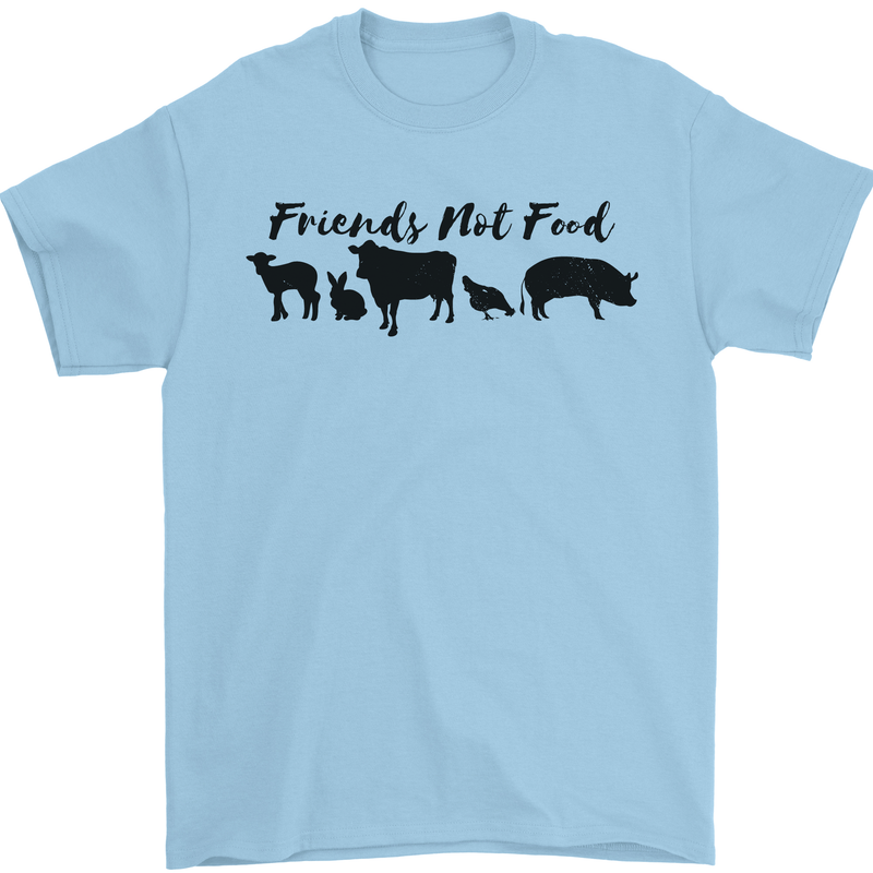 Vegetarian Animals Friends Not Food Vegan Mens T-Shirt 100% Cotton Light Blue