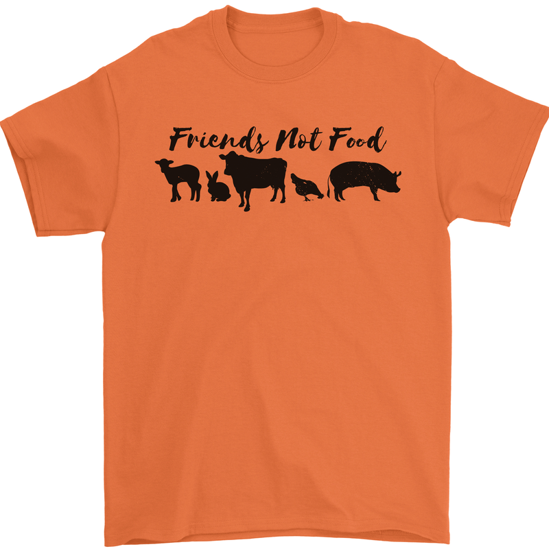 Vegetarian Animals Friends Not Food Vegan Mens T-Shirt 100% Cotton Orange