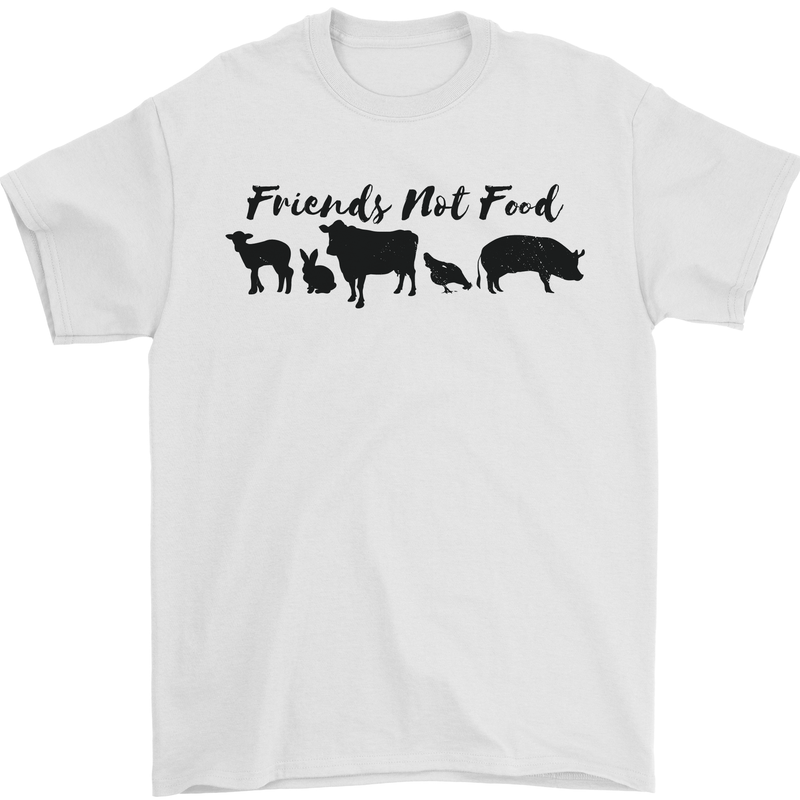 Vegetarian Animals Friends Not Food Vegan Mens T-Shirt 100% Cotton White