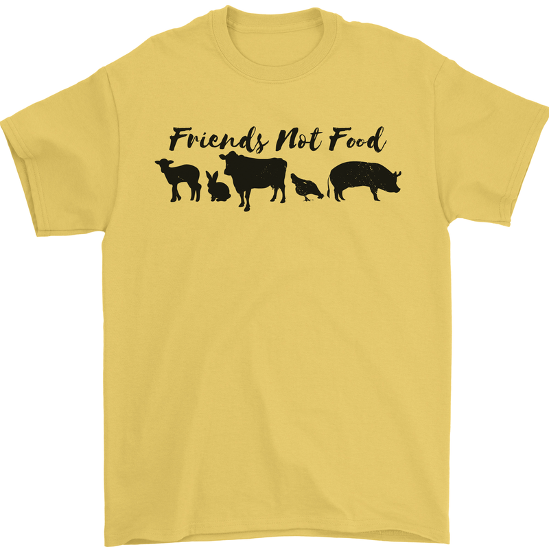 Vegetarian Animals Friends Not Food Vegan Mens T-Shirt 100% Cotton Yellow