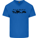 Vegetarian Animals Friends Not Food Vegan Mens V-Neck Cotton T-Shirt Royal Blue