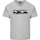 Vegetarian Animals Friends Not Food Vegan Mens V-Neck Cotton T-Shirt Sports Grey