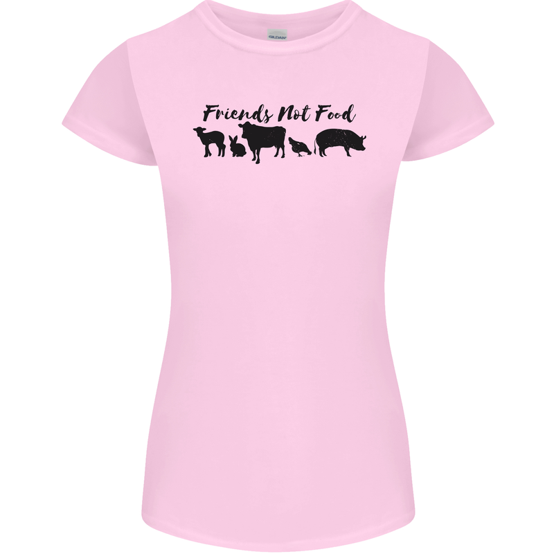 Vegetarian Animals Friends Not Food Vegan Womens Petite Cut T-Shirt Light Pink