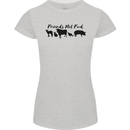 Vegetarian Animals Friends Not Food Vegan Womens Petite Cut T-Shirt Sports Grey