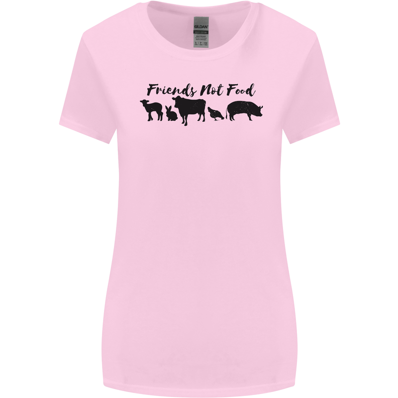 Vegetarian Animals Friends Not Food Vegan Womens Wider Cut T-Shirt Light Pink