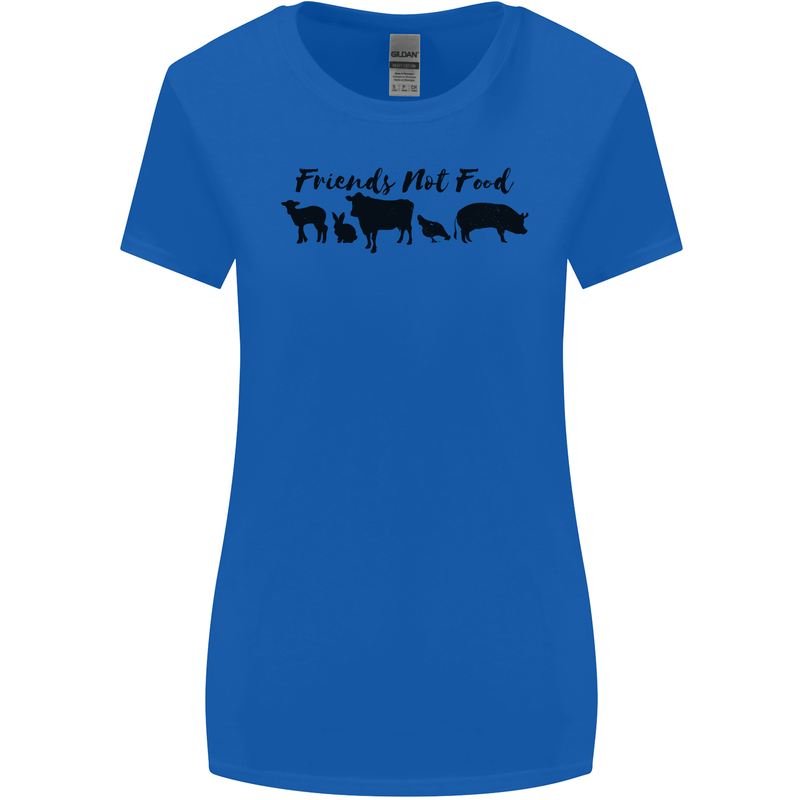 Vegetarian Animals Friends Not Food Vegan Womens Wider Cut T-Shirt Royal Blue
