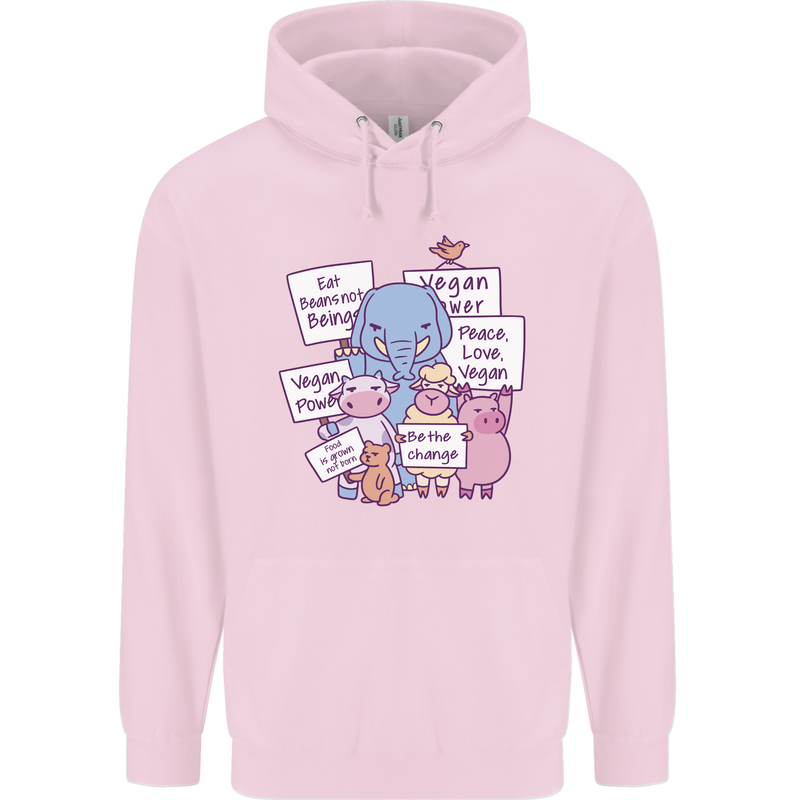 Vegetarian Animals Vegan Childrens Kids Hoodie Light Pink