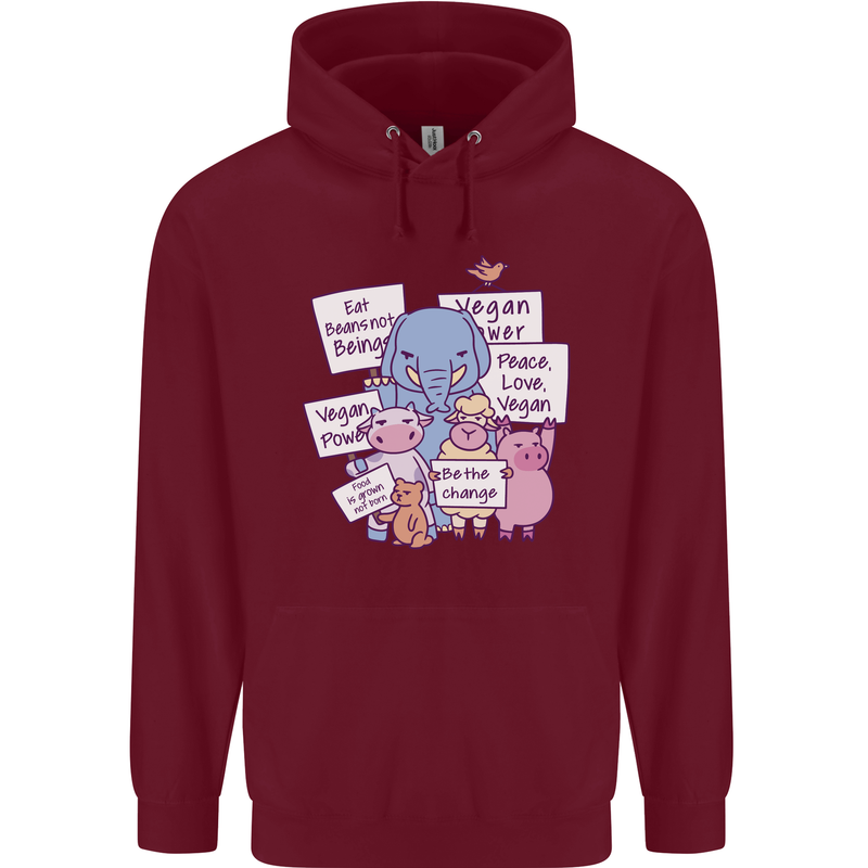 Vegetarian Animals Vegan Childrens Kids Hoodie Maroon
