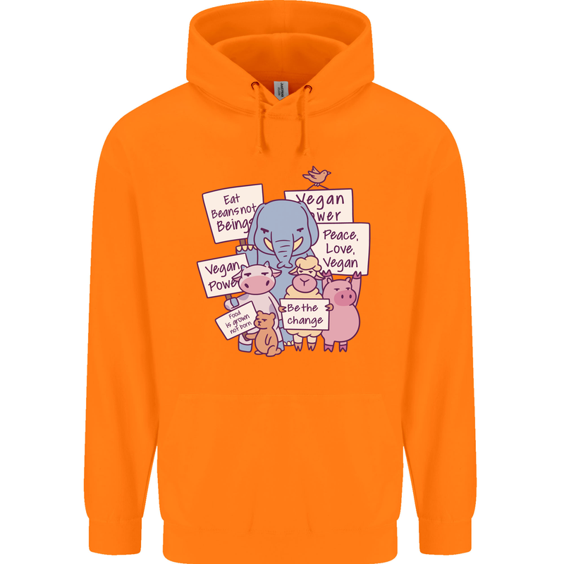Vegetarian Animals Vegan Childrens Kids Hoodie Orange