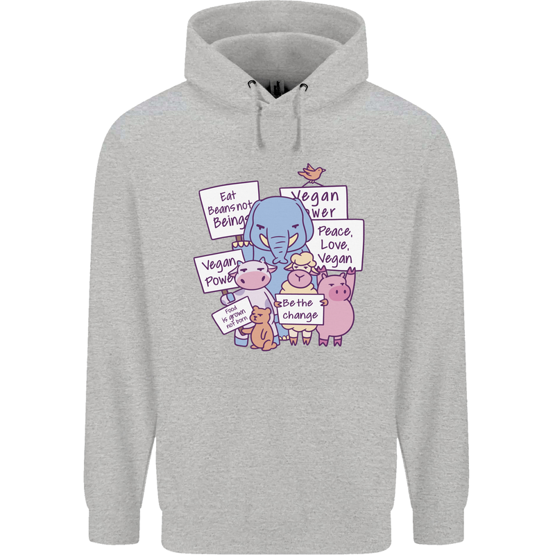 Vegetarian Animals Vegan Childrens Kids Hoodie Sports Grey