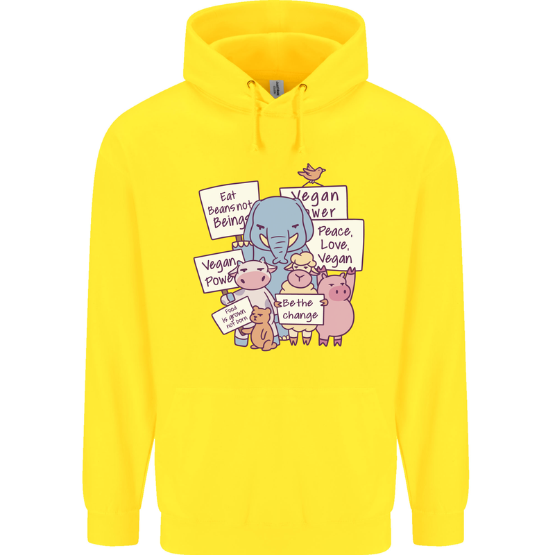 Vegetarian Animals Vegan Childrens Kids Hoodie Yellow