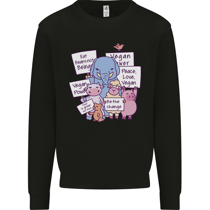 Vegetarian Animals Vegan Kids Sweatshirt Jumper Black