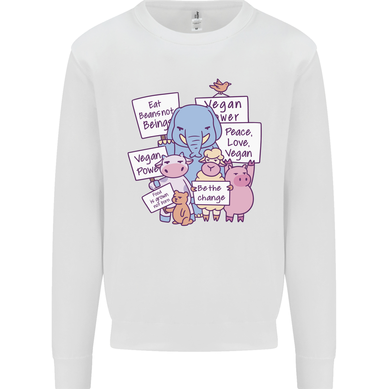 Vegetarian Animals Vegan Kids Sweatshirt Jumper White