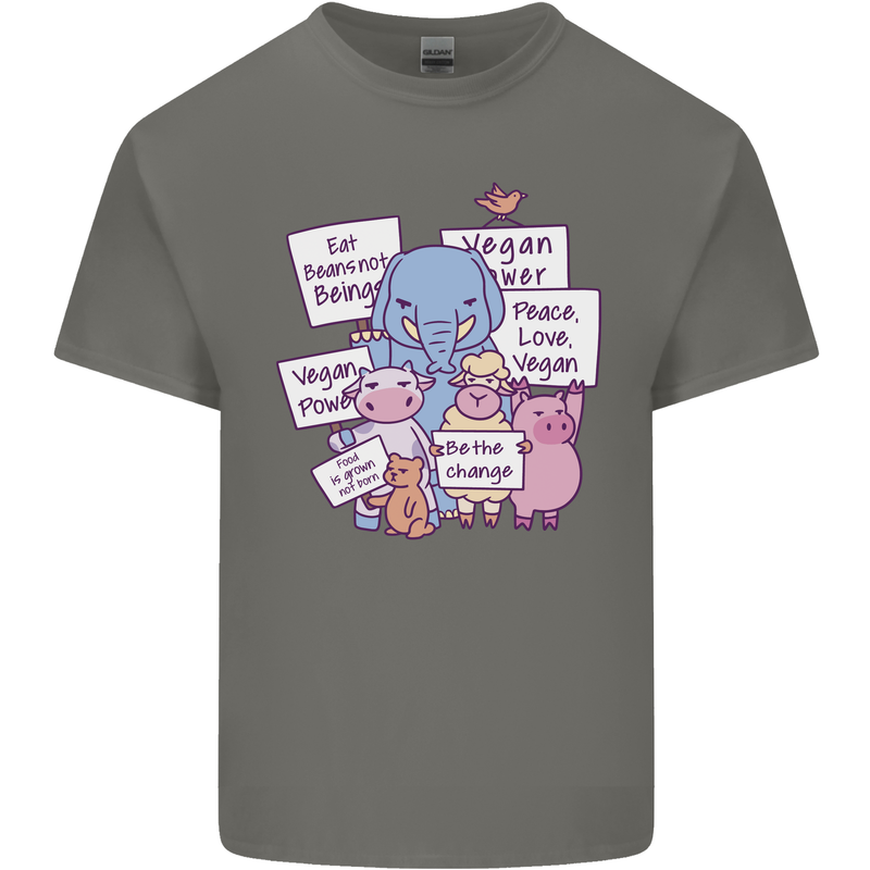 Vegetarian Animals Vegan Kids T-Shirt Childrens Charcoal