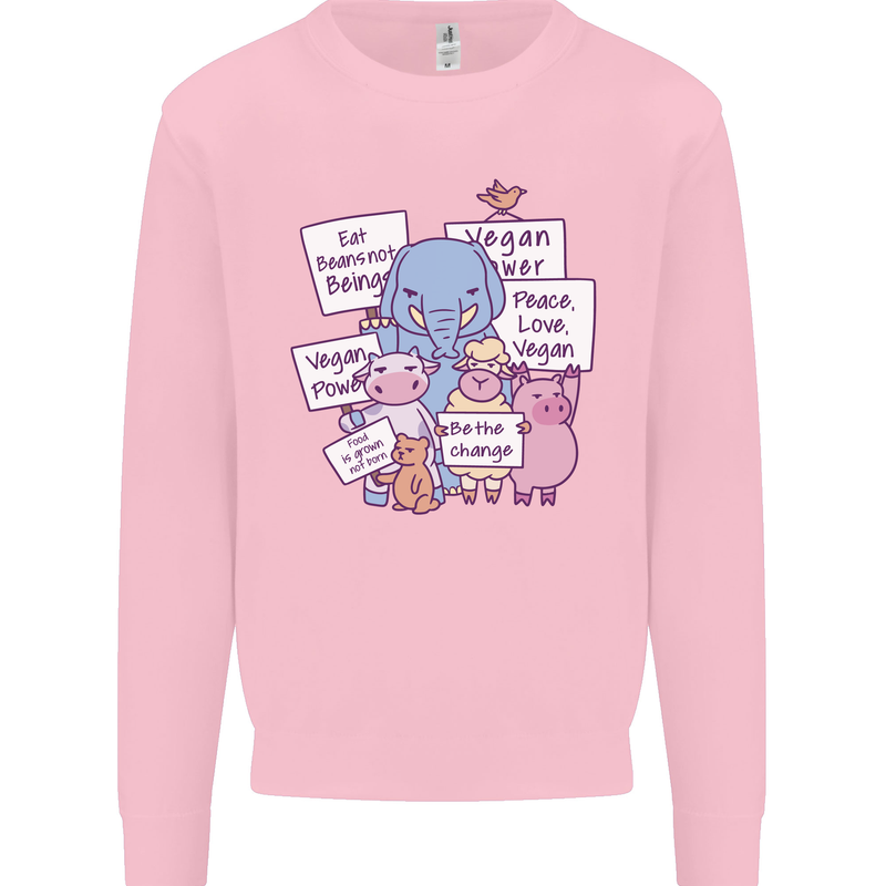 Vegetarian Animals Vegan Mens Sweatshirt Jumper Light Pink